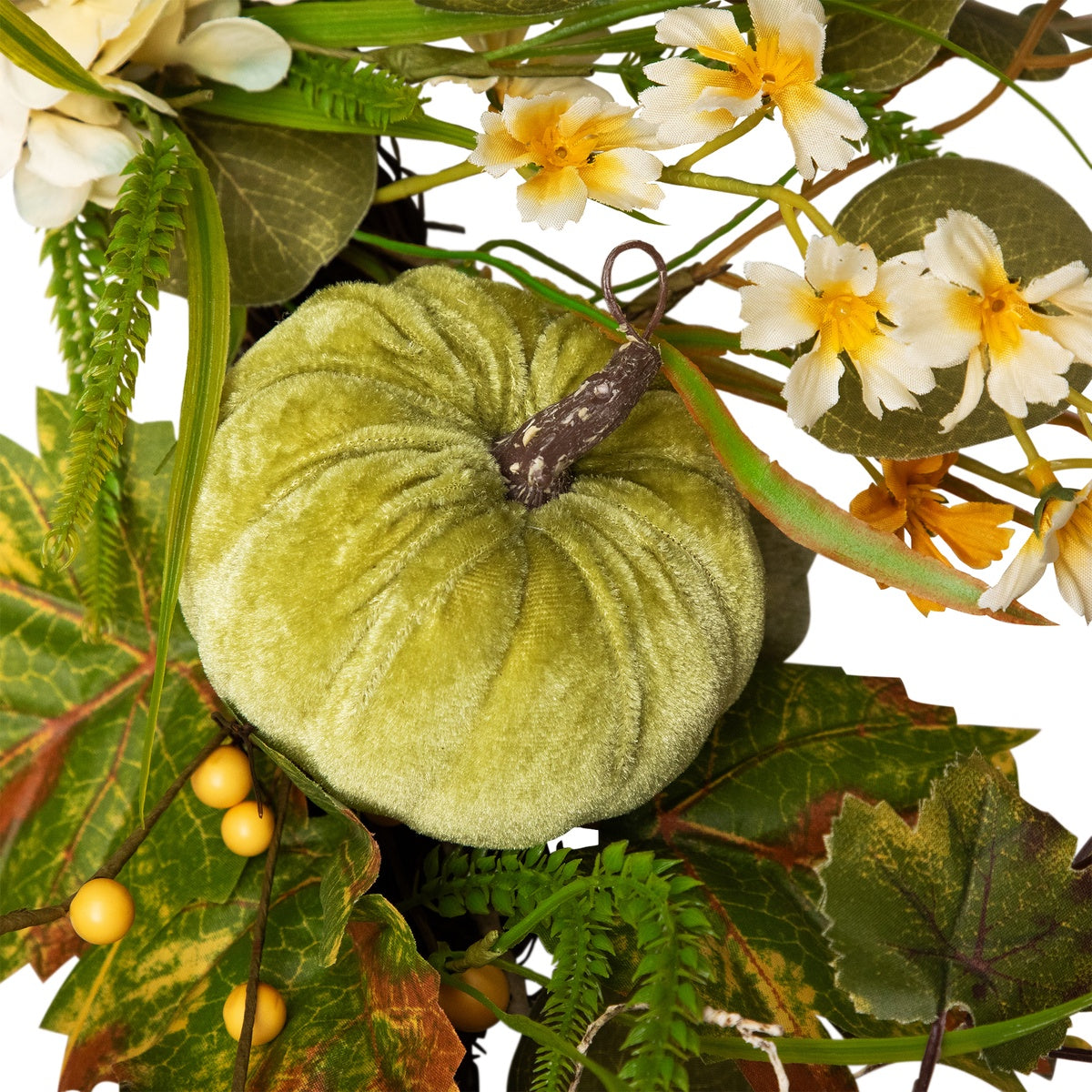  Northlight Pumpkins and Berries Artificial Fall Harvest Twig Wreath  24-Inch  Unlit - Default Title - Bonton