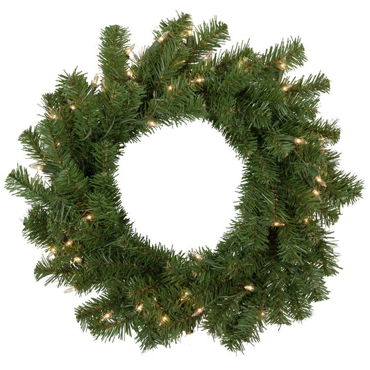 Pre-Lit Deluxe Dorchester Pine Artificial Christmas Wreath - 18" - Clear Lights