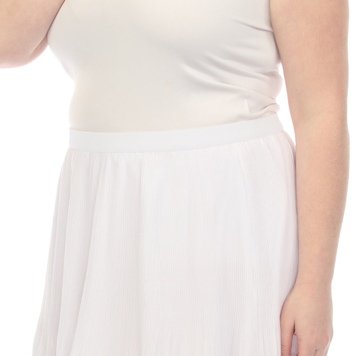  White Mark Plus Size Pleated Chiffon Midi Skirt - 3X - Bonton