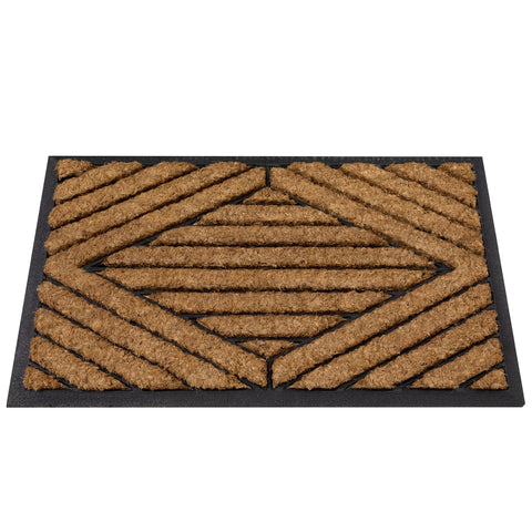 Black and Brown Diamond Pattern Doormat With Rubber Back 29 X 17