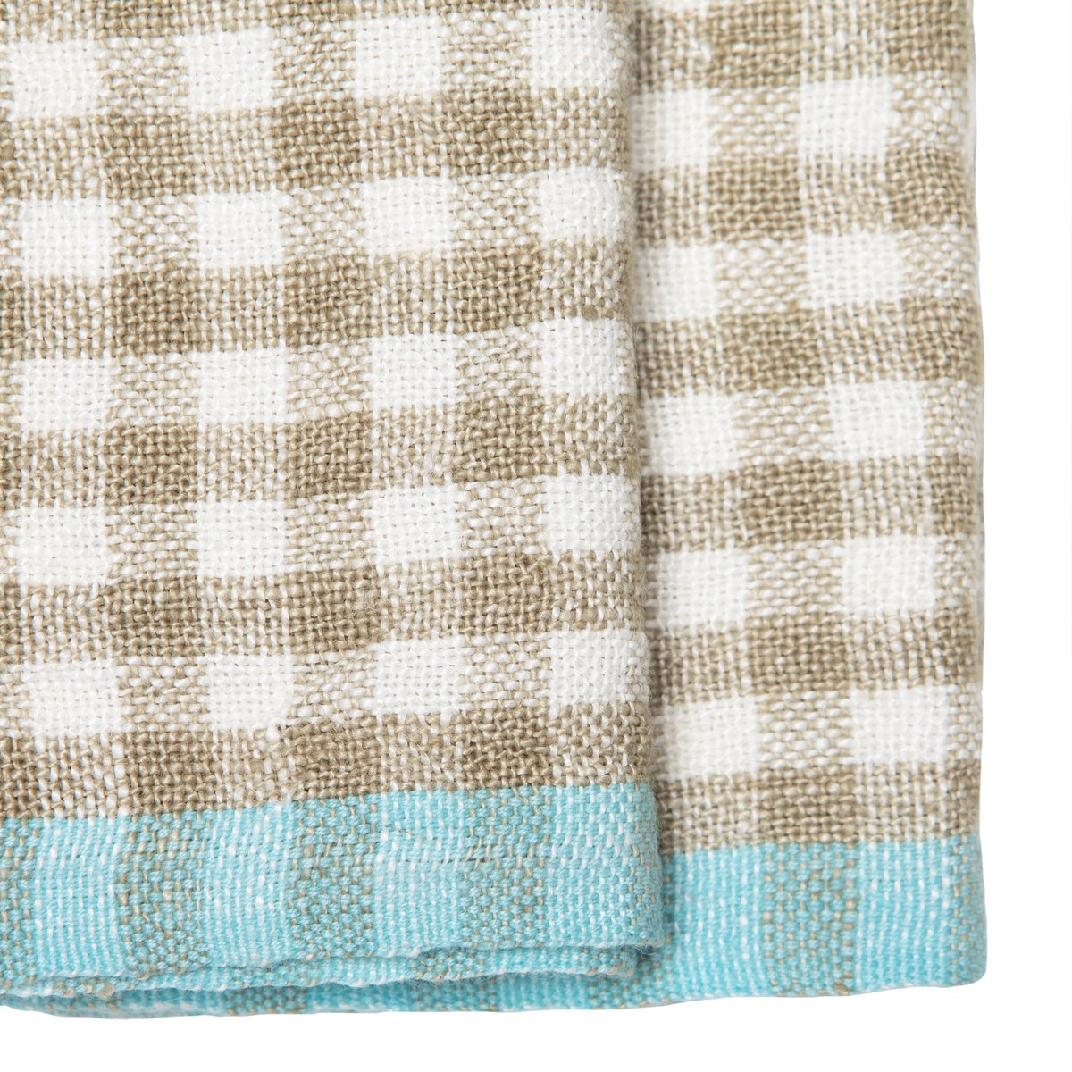  Caravan Two-Tone Gingham Towels, Set of 2 - Lime & Aqua - Bonton