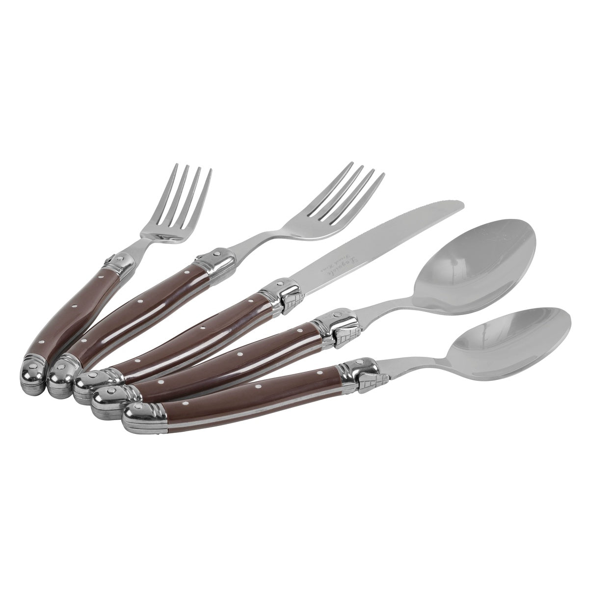  French Home 20-Piece Laguiole Flatware Set, Service for 4, Chocolate Brown - Default Title - Bonton