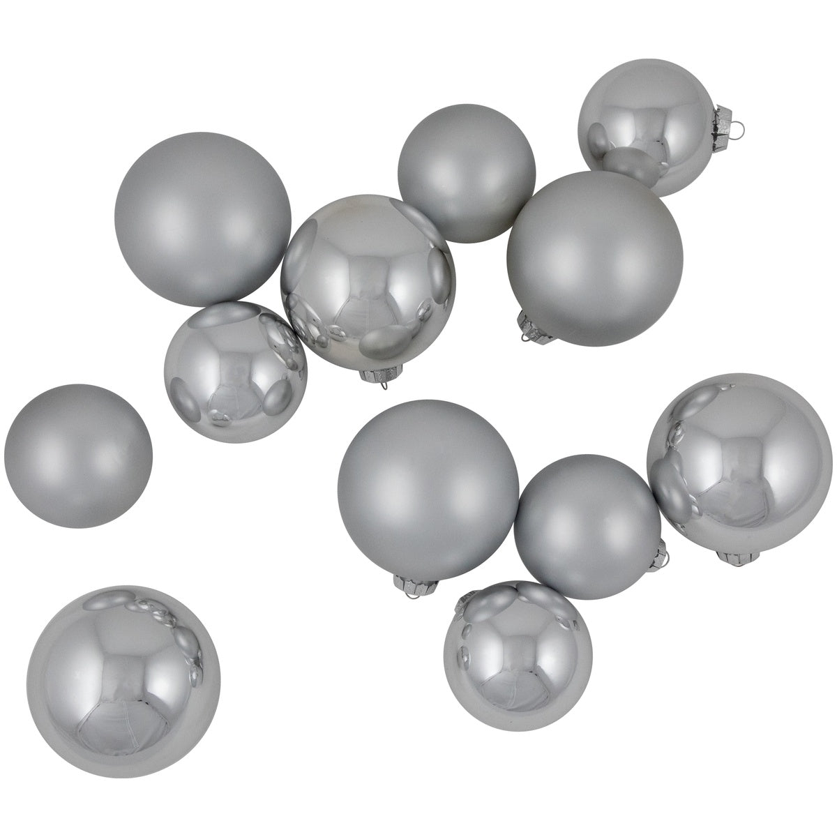  Northlight 72ct Silver Shiny and Matte Christmas Glass Ball Ornaments 4