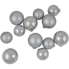 72ct Silver Shiny and Matte Christmas Glass Ball Ornaments 4" (100mm)