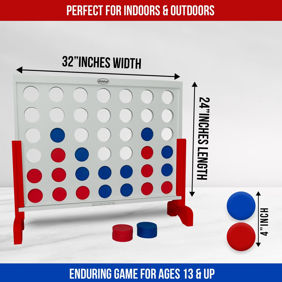  Bolaball Giant Connect Four Yard Game | Jumbo 4 in a Row Outdoor Lawn Game for Families - Default Title - Bonton