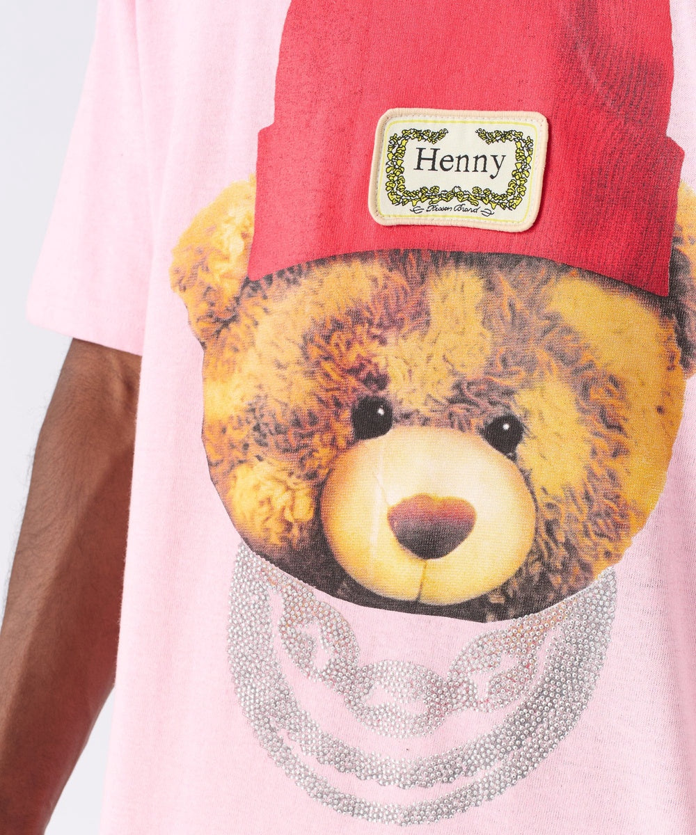 Reason Clothing Teddy Rhinestone Short Sleeve Tee - Pink - PINK - Bonton