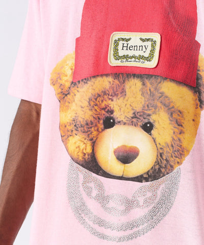 Teddy Rhinestone Short Sleeve Tee - Pink