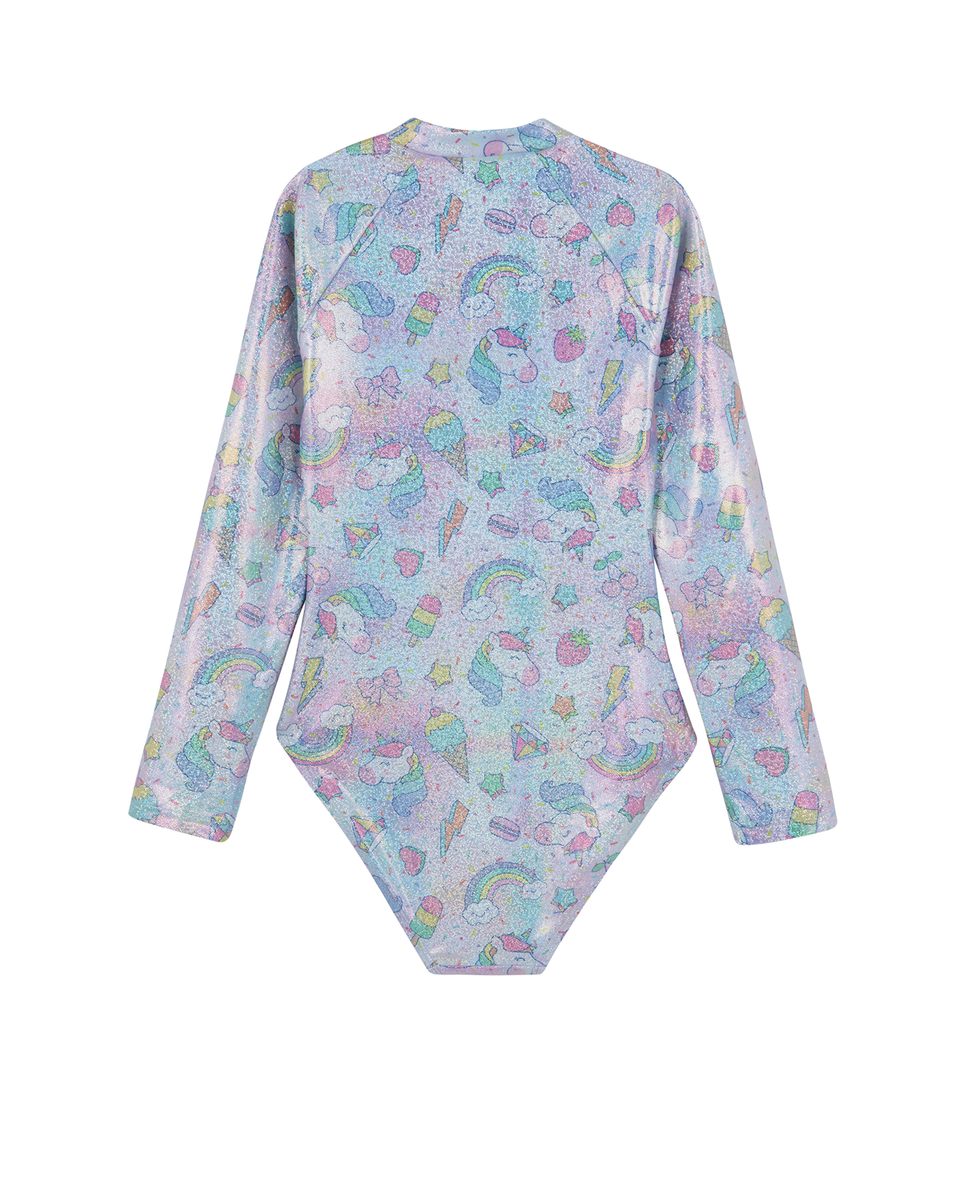  Gottex Kids Unicorn Squad Long Sleeve Zip Front One Piece - Unicorn-Multi - Bonton