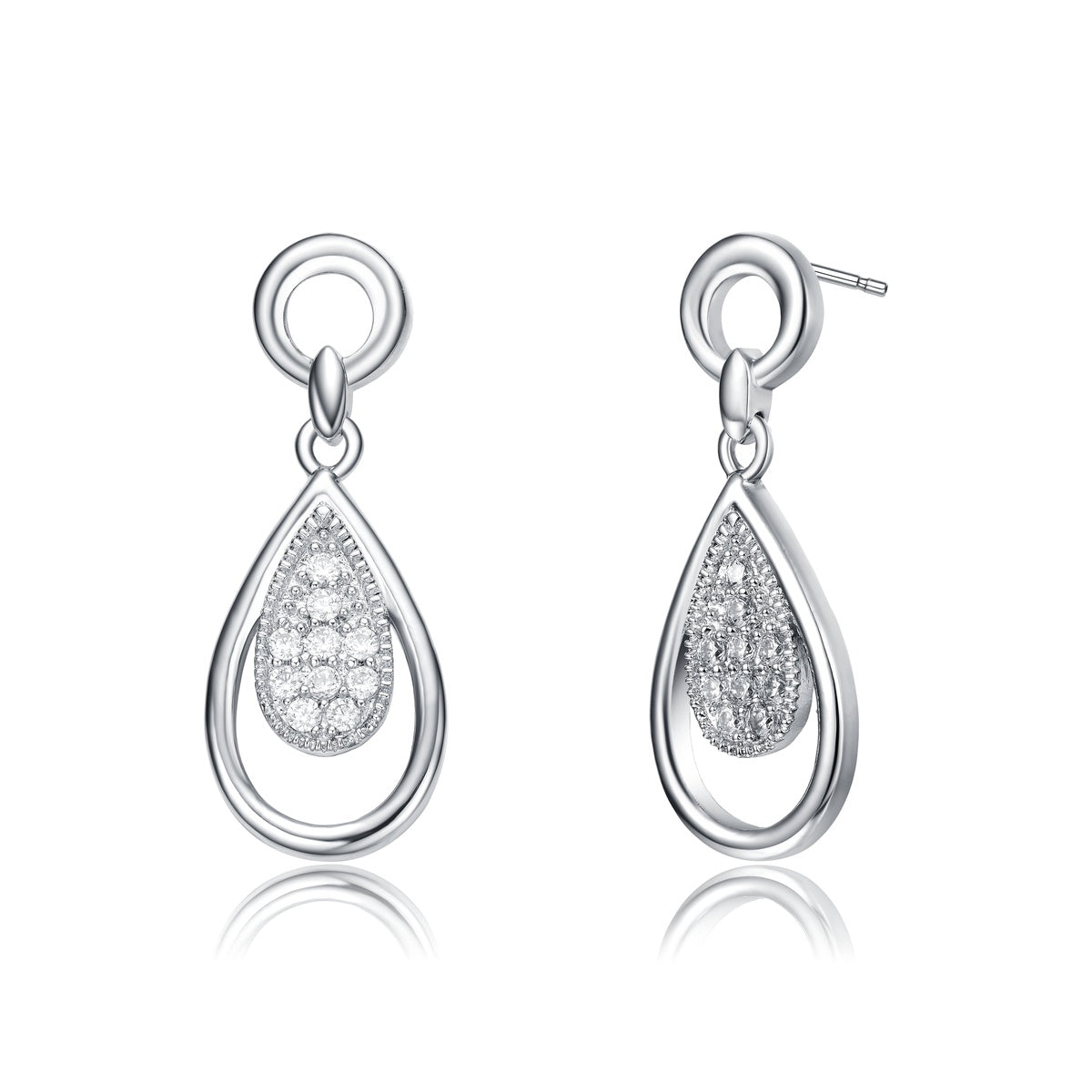  Rachel Glauber Elegant White Gold Plated Cubic Zirconia Pear Drop Earrings - White Gold - Bonton