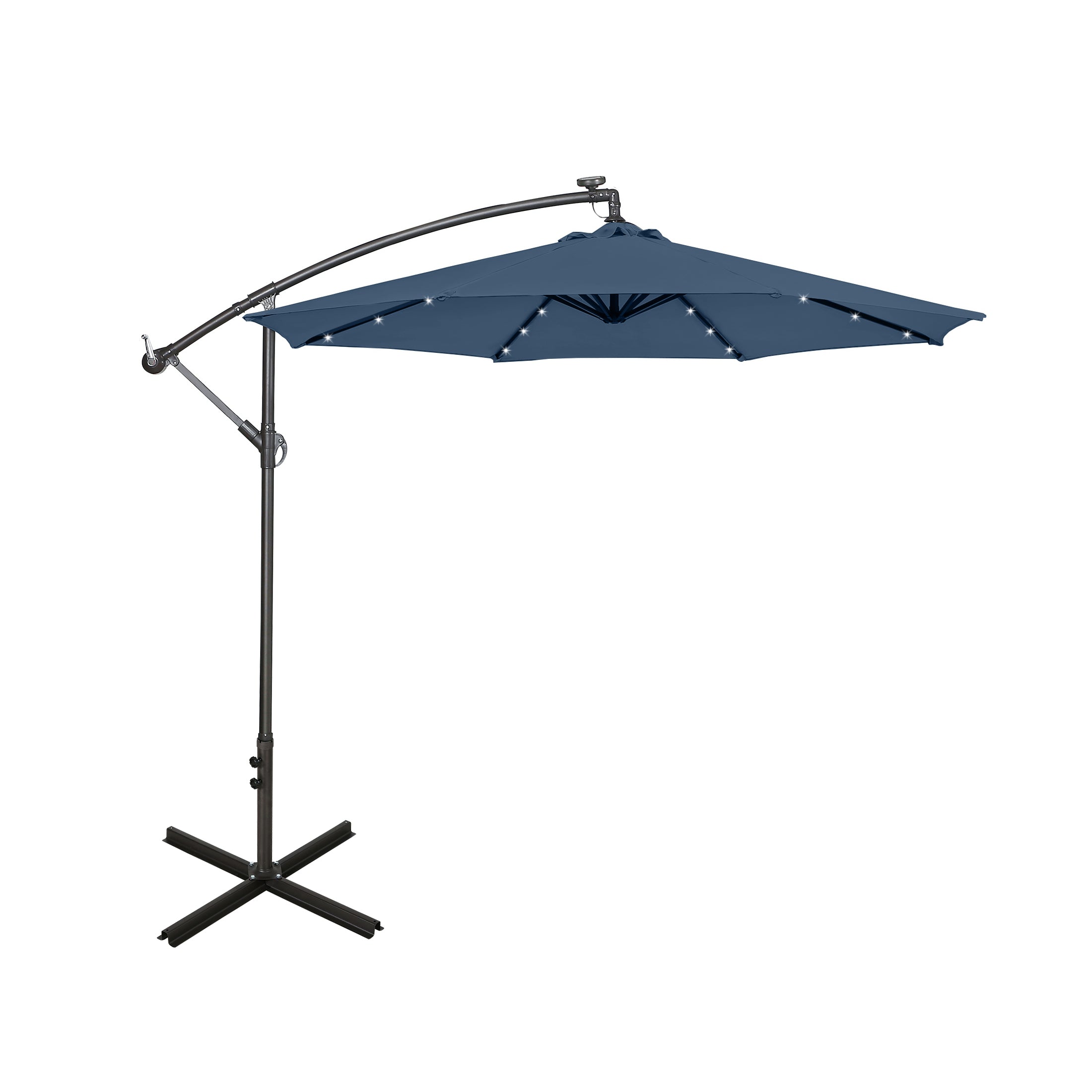  Westin Furniture 10 Ft Outdoor Patio Solar LED Cantilever Umbrella - Navy Blue - Bonton