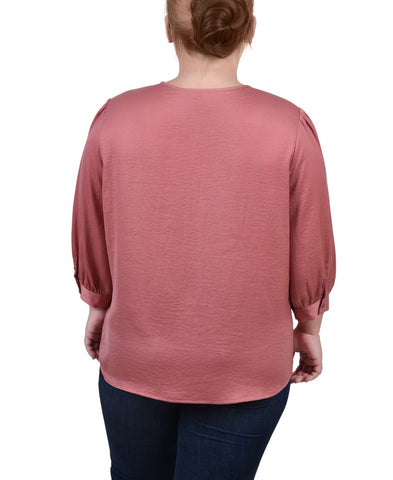 Plus Size Elbow Sleeve Satin Blouse