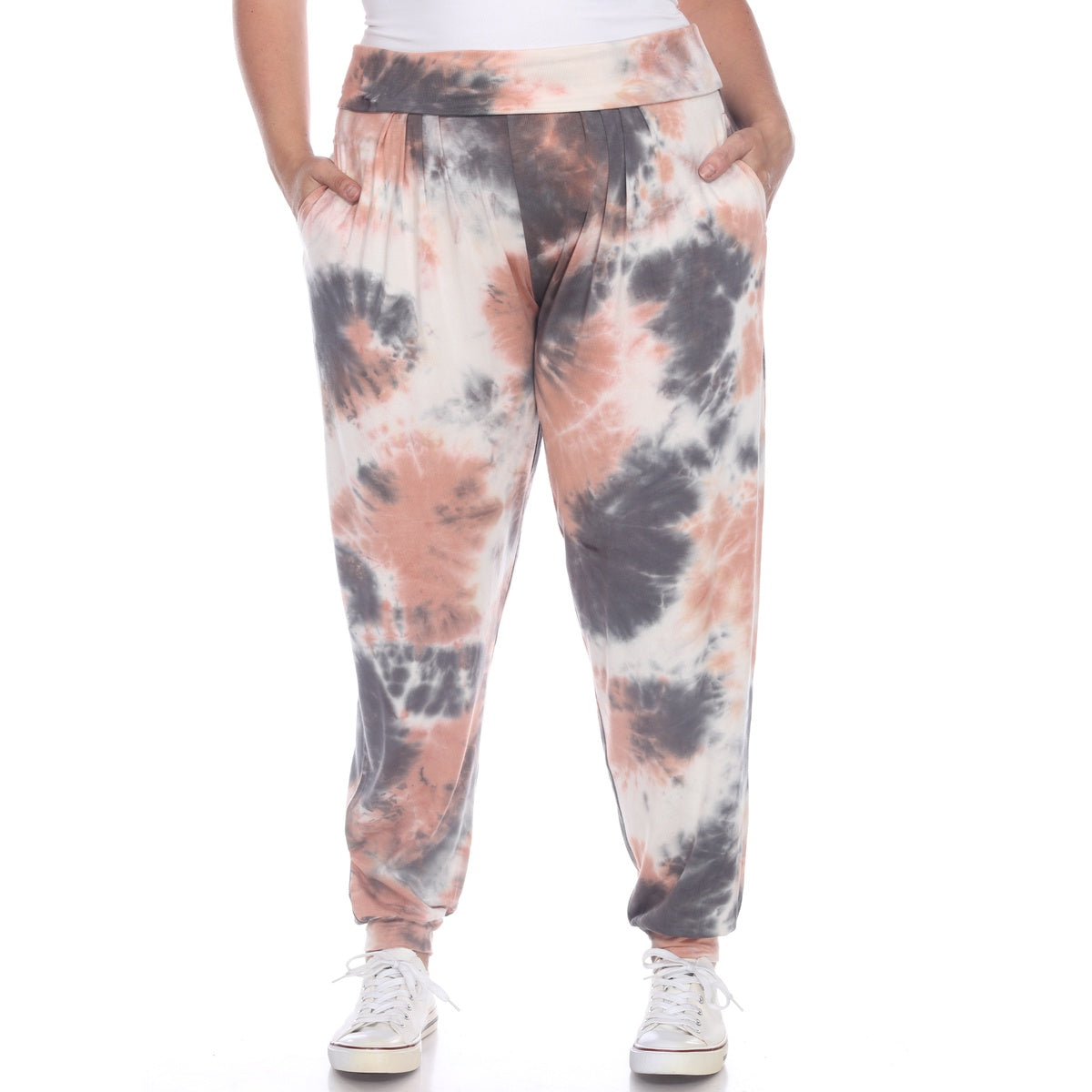  White Mark Plus Size Tie Dye Harem Pants - 1x - Bonton