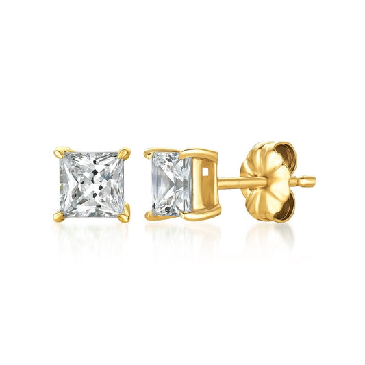 .75ct Princess Stud Earrings in Gold