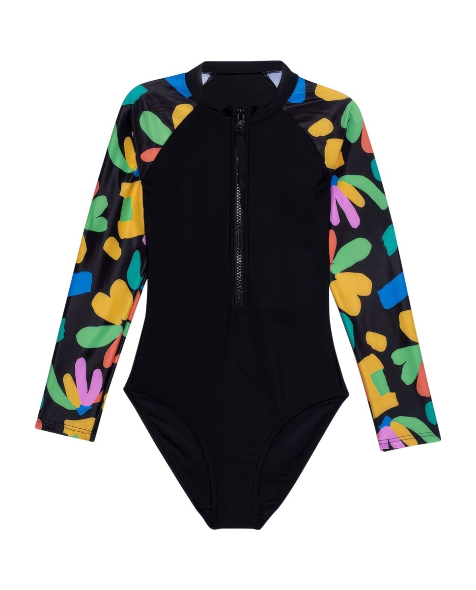  Gottex Kids Spice Long Sleeve Zip Up Rash Guard One Piece Swimsuit - GOTTEX KIDS SPICE - Bonton