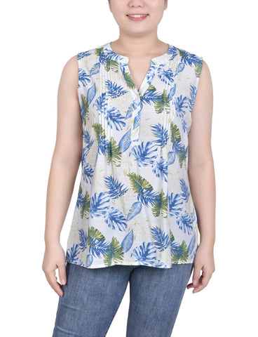 Sleeveless Pintucked Blouse