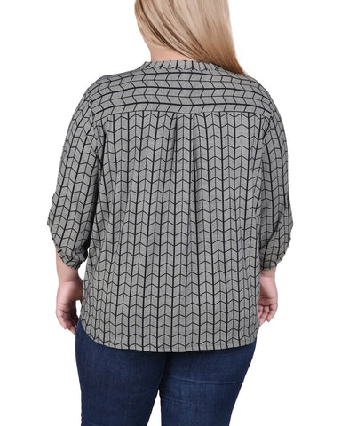 Long Tab-Sleeve Top With Pockets
