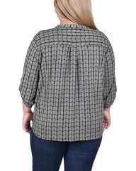 Long Tab-Sleeve Top With Pockets