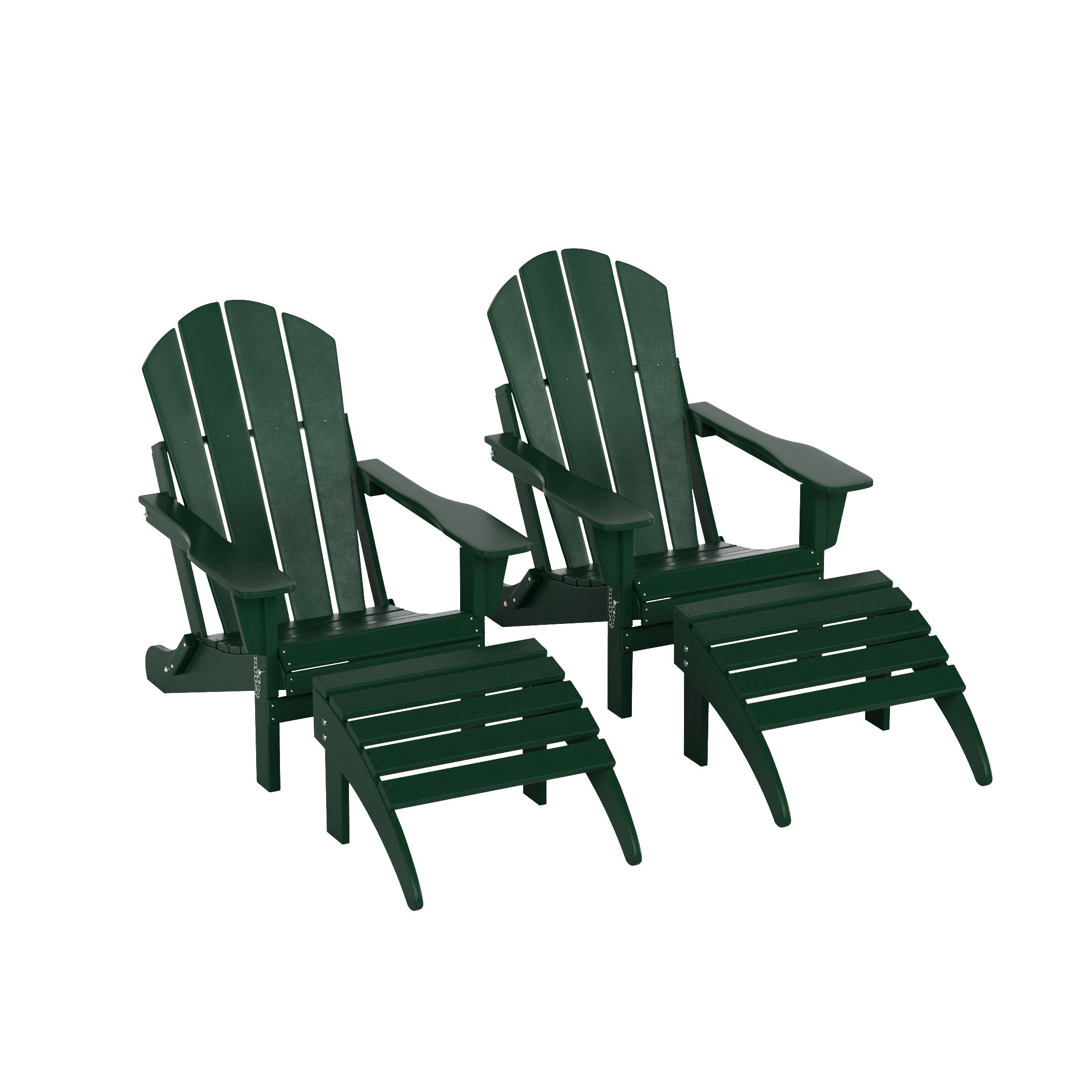  Westin Furniture 4-Piece Adirondack Conversation Chair with Footrest Ottoman Set - Red - Bonton