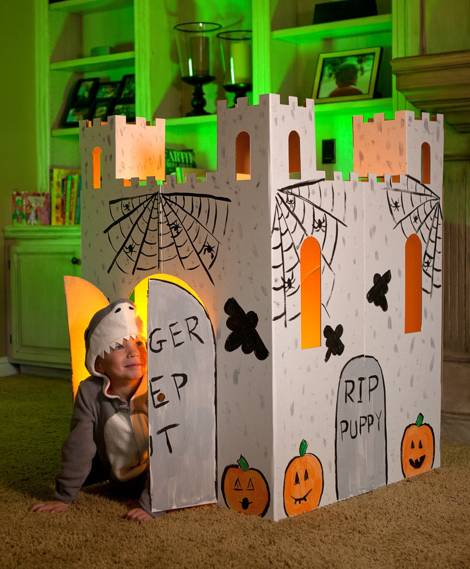  Easy Playhouse Easy Playhouse Cardboard Castle- Decorate & Personalize - White - Bonton