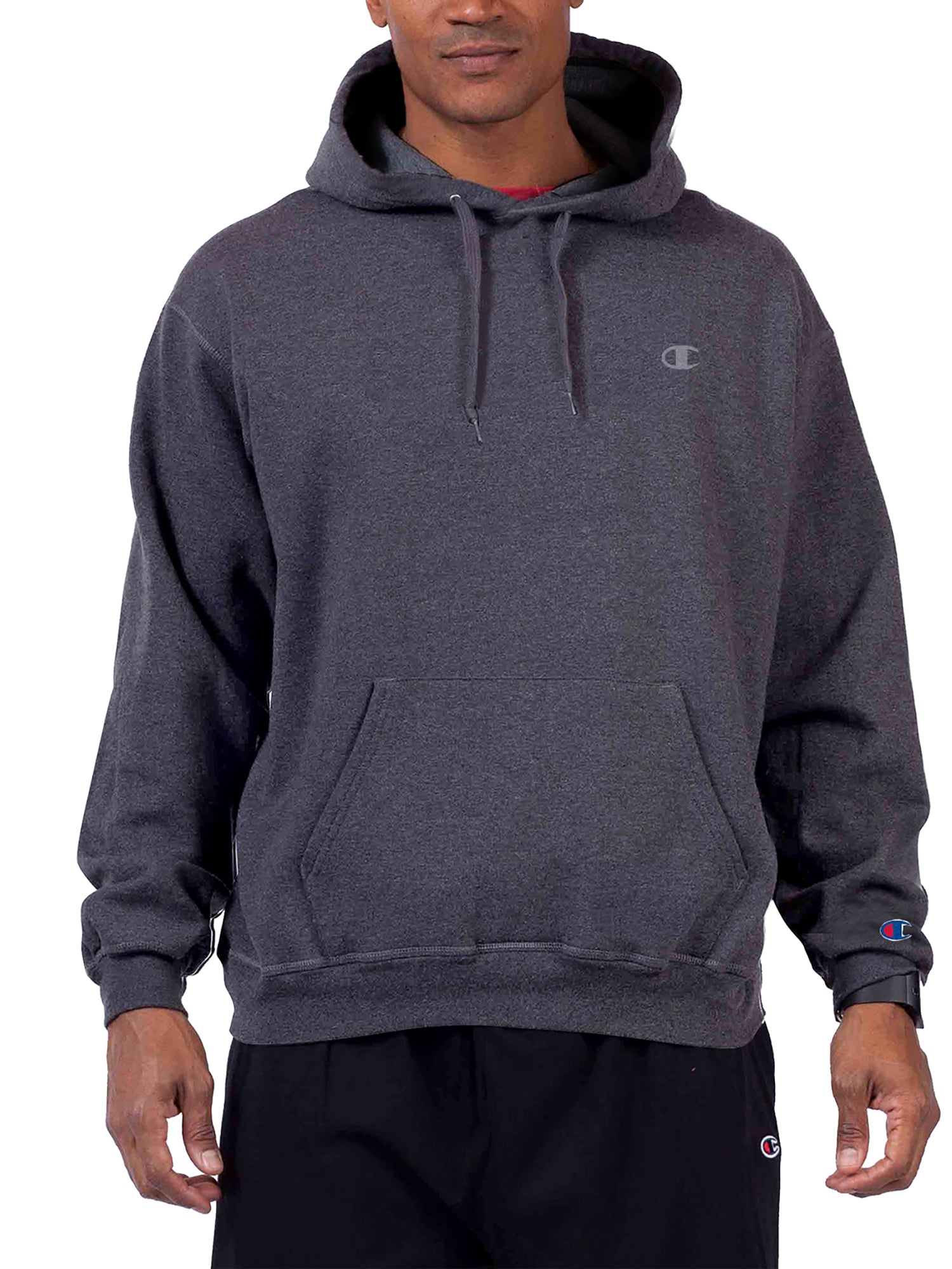  Champion Big And Tall Men's Powerblend Fleece Pullover Hoodie Sweatshirt - Charcoal Heather - Bonton