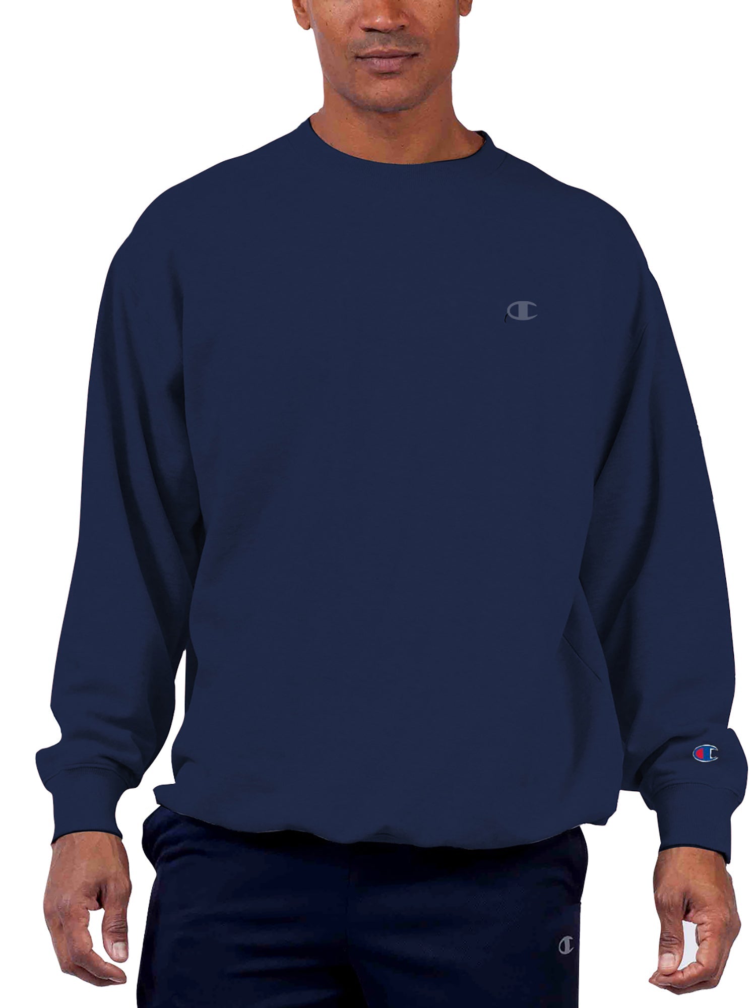  Champion Big And Tall Men's Powerblend Fleece Pullover Crew Sweatshirt - Navy - Bonton