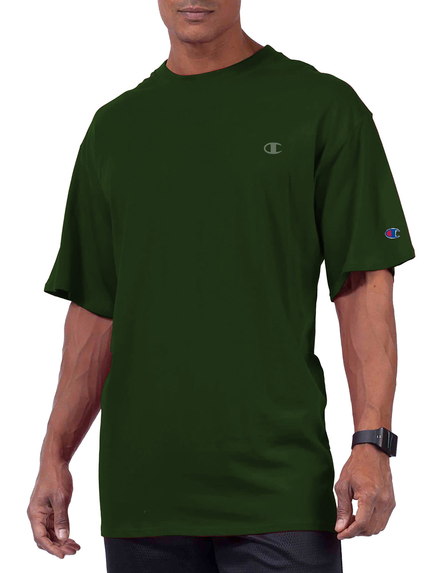  Champion Big And Tall Men's 100% Cotton Teeshirt - Dark Green - Bonton