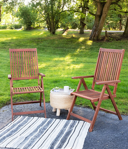 Set of 2 Acacia Folding Chairs Outdoor Patio Furniture 42"