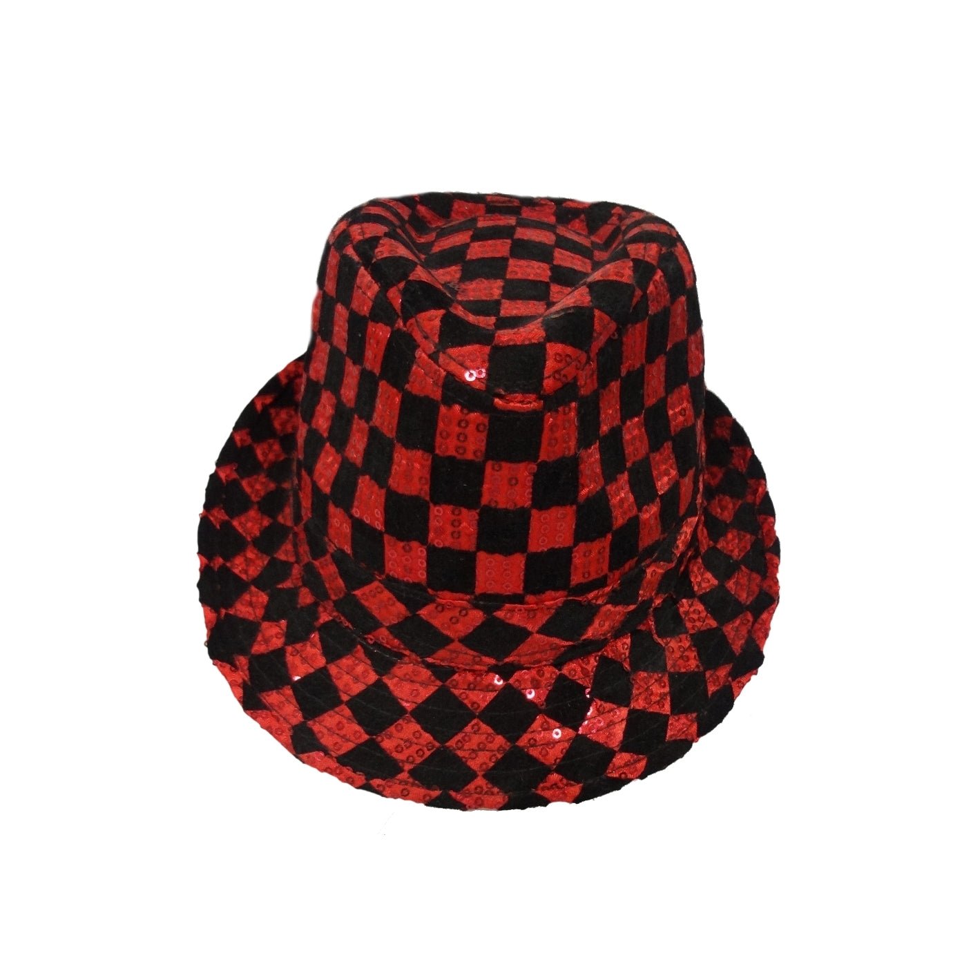  Dress Up America Checkerboard Sequined Fedora Hat by Dress Up America - Gold - Bonton