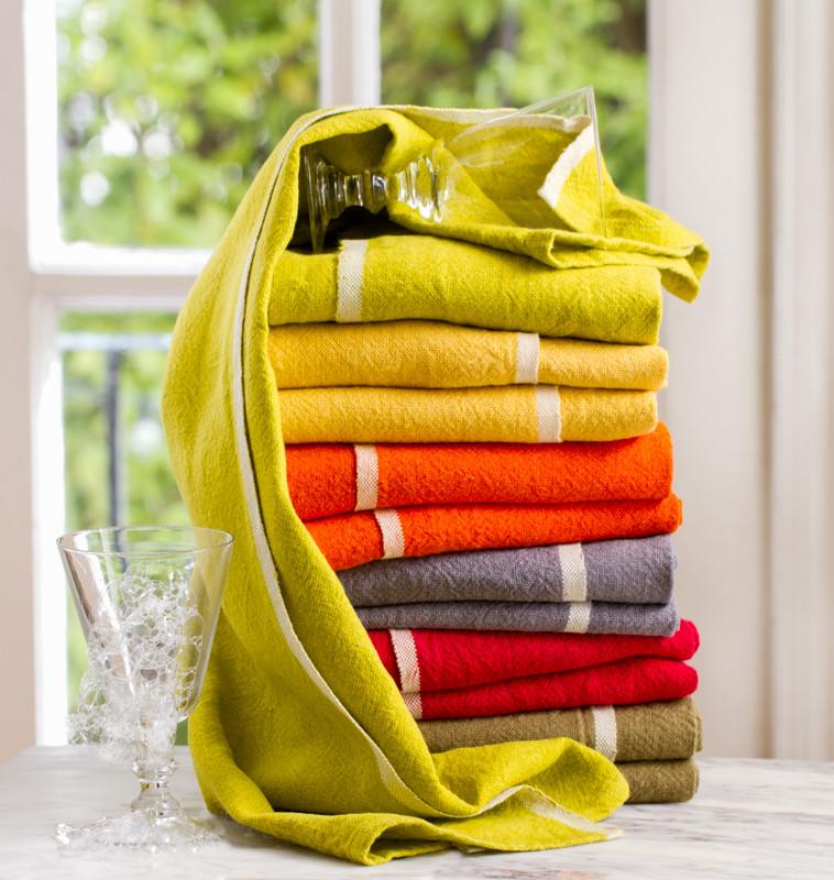  Caravan Chunky Linen Towels, Set of 2 - Moss Green - Bonton