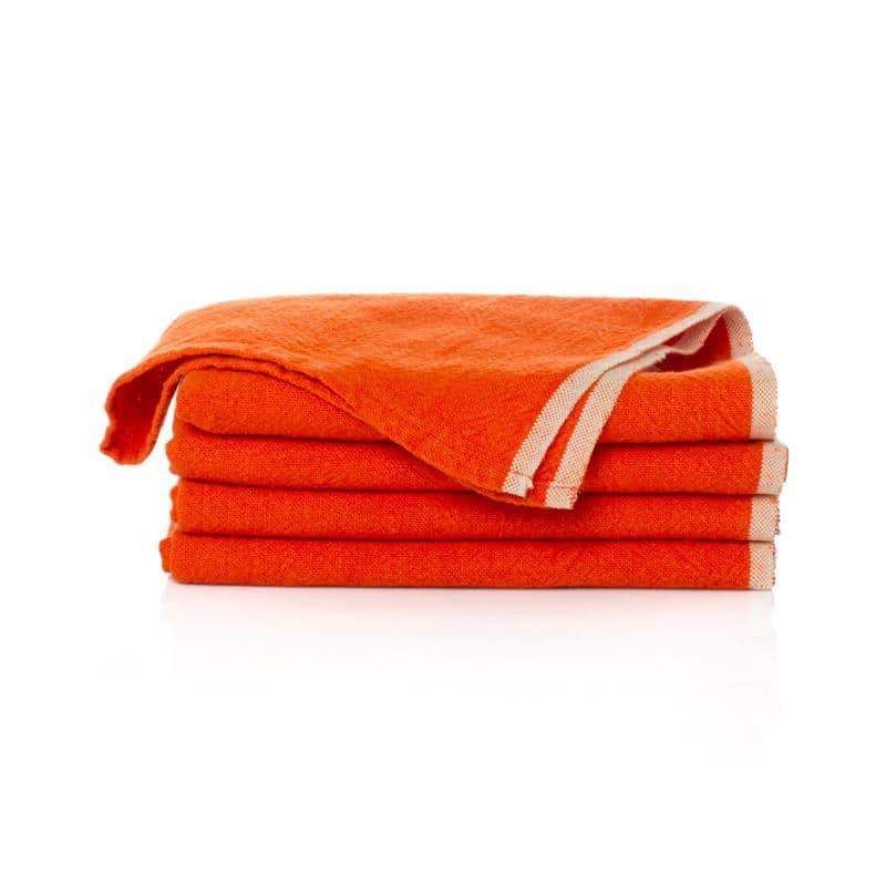  Couleur Nature Chunky Linen Forest Napkins Set of 4 - Orange - Bonton