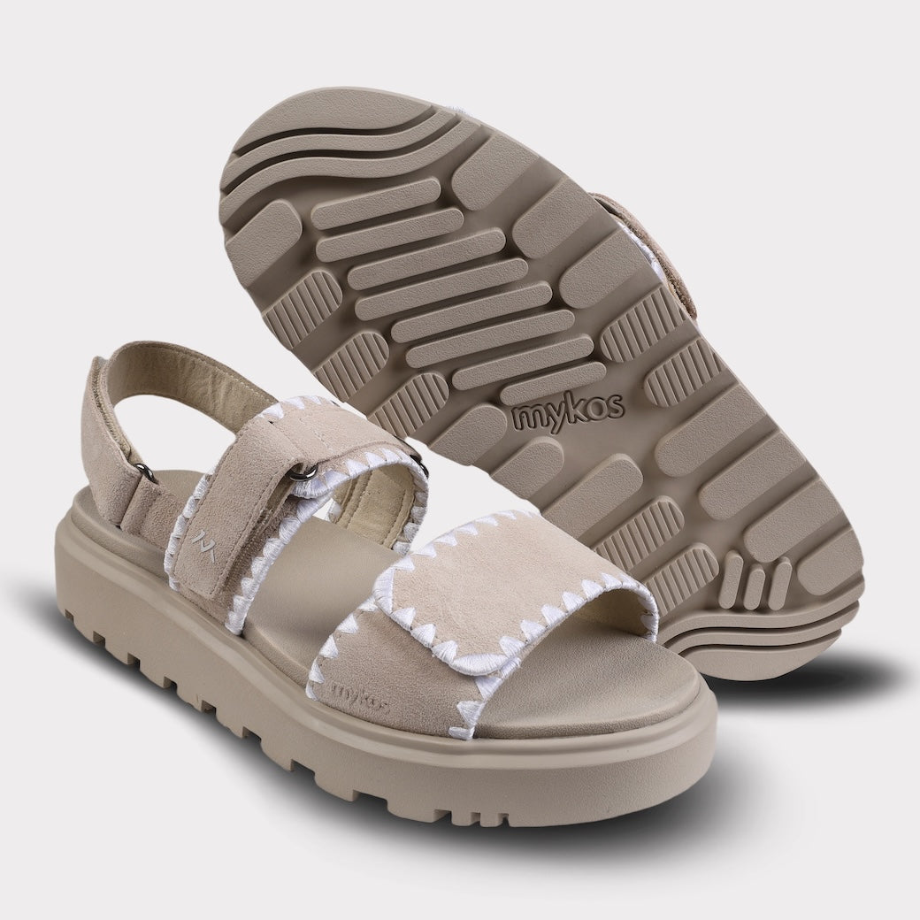  Mykos Ciara Women's Hook & Loop Sandal - Sand - Bonton