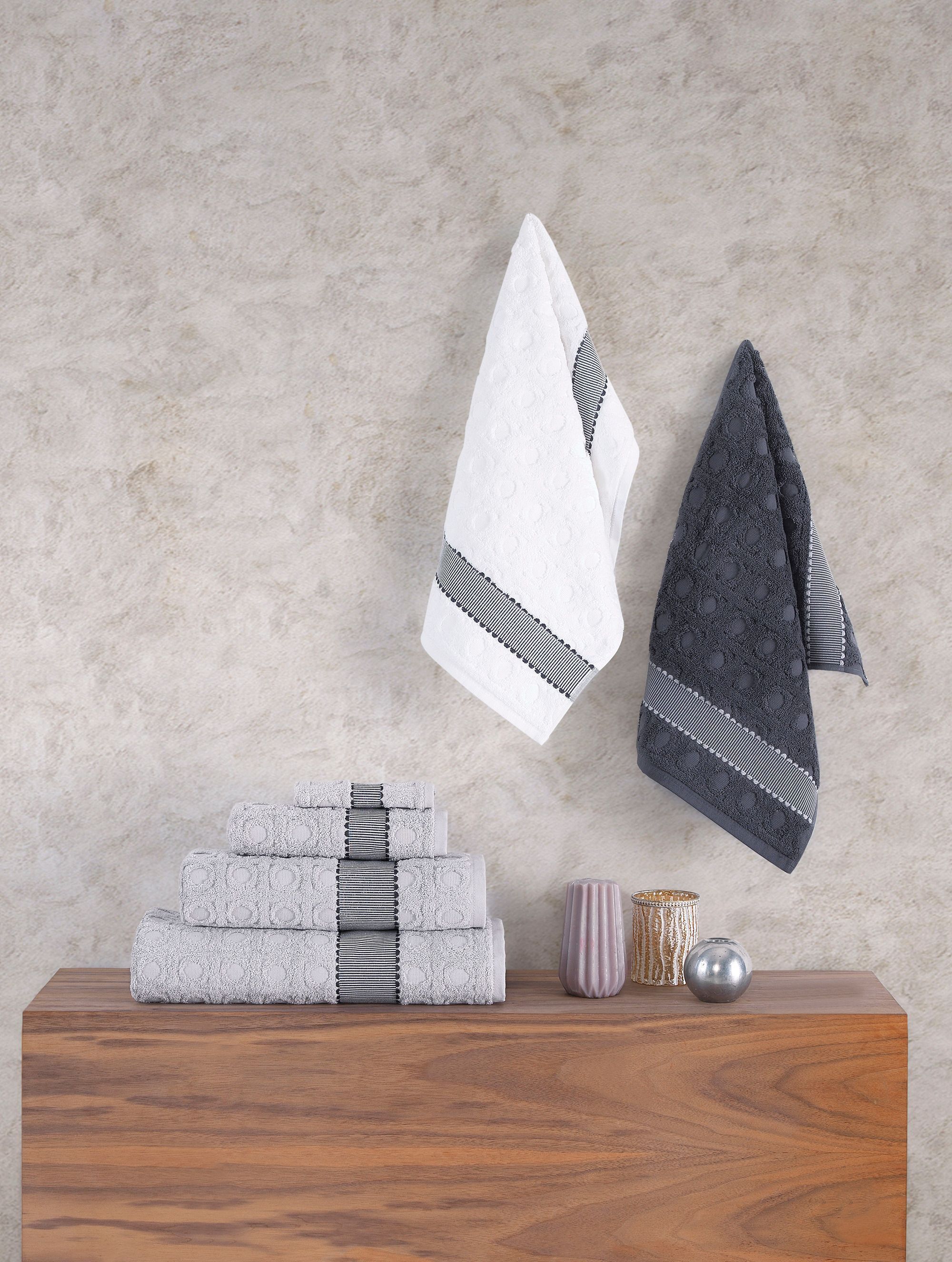  Brooks Brothers Circle in Square 6 Piece Towel Set - Anthracite - Bonton