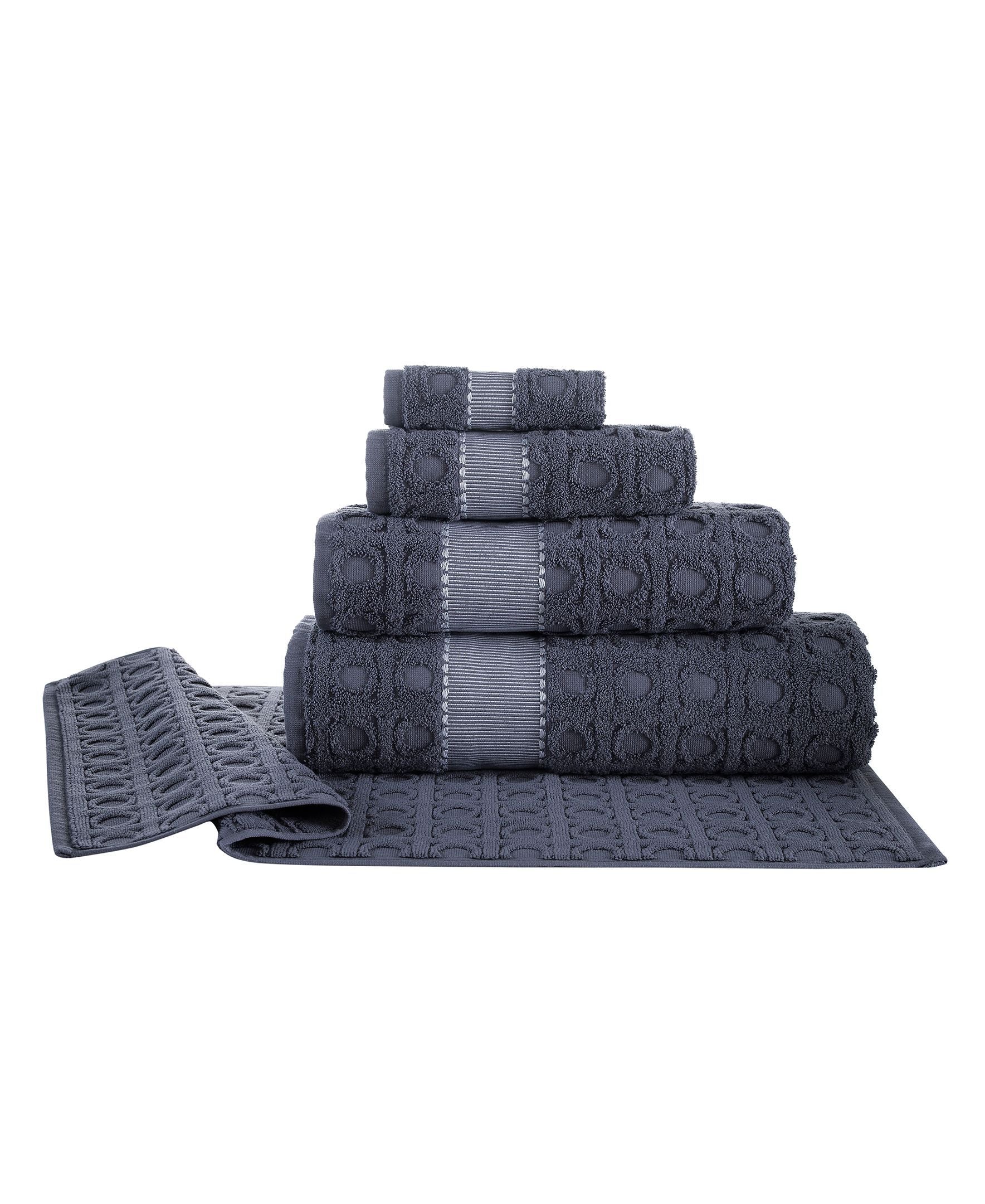  Brooks Brothers Circle in Square 6 Piece Towel Set - Anthracite - Bonton