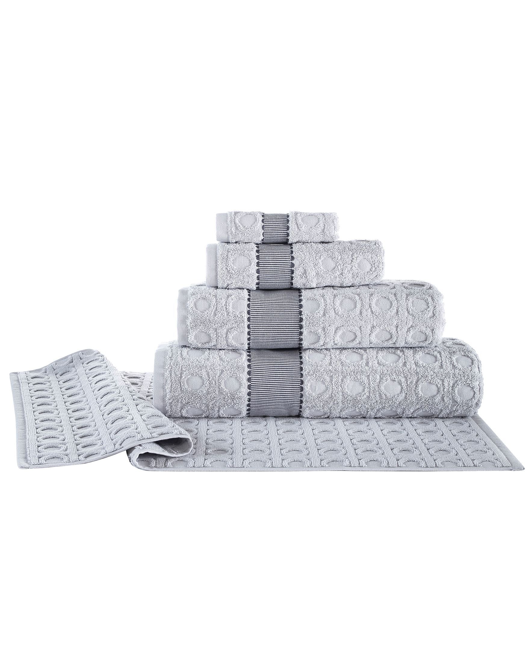  Brooks Brothers Circle in Square 2 Piece Wash Towel Set - Silver - Bonton