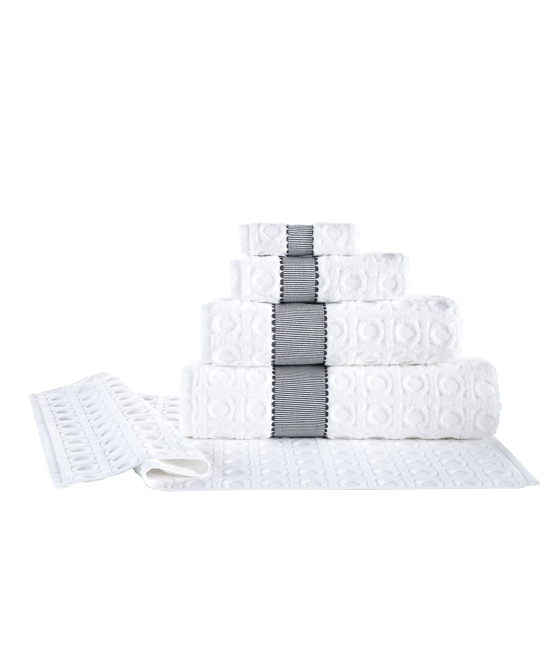  Brooks Brothers Circle in Square 2 Piece Wash Towel Set - Silver - Bonton