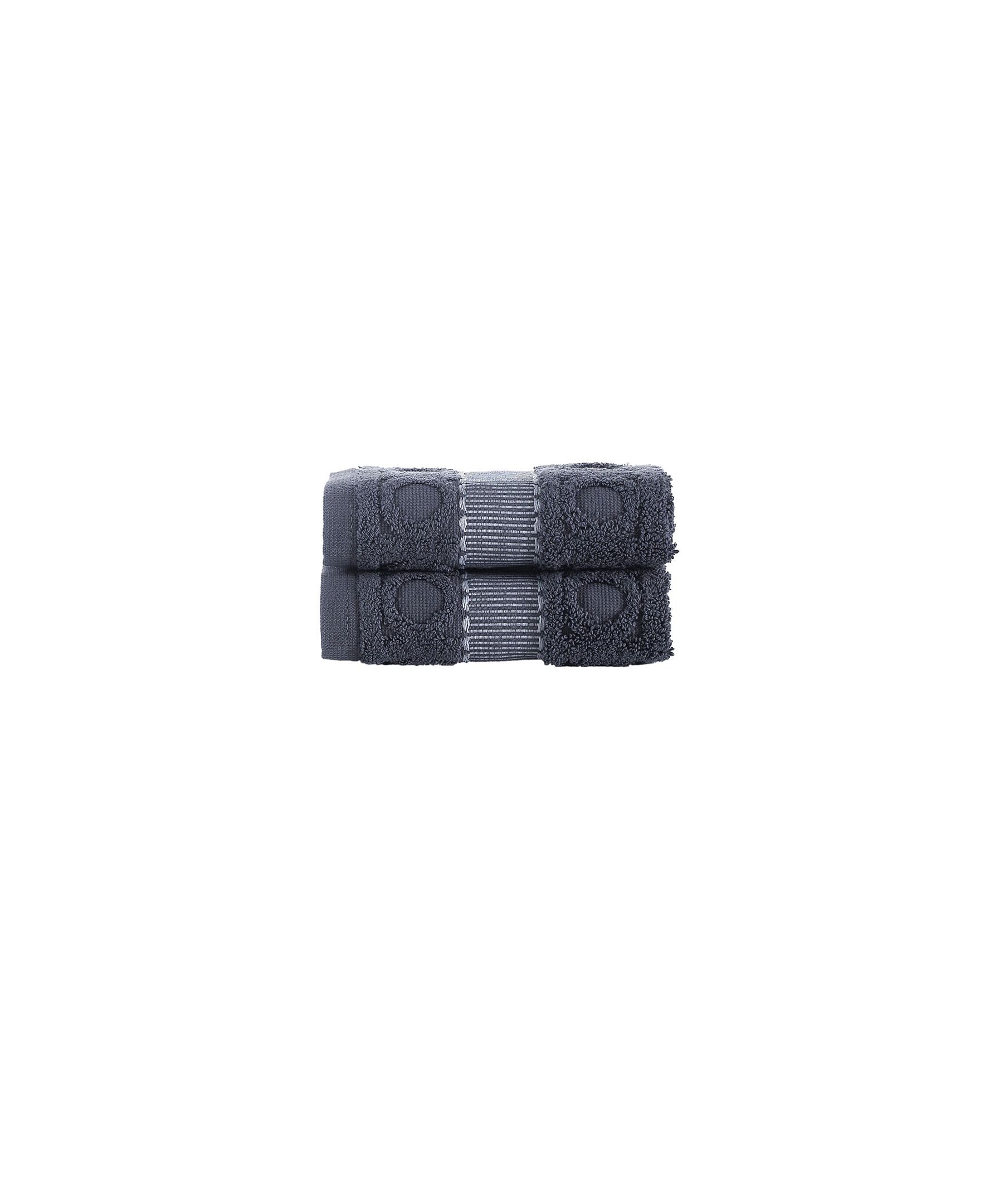  Brooks Brothers Circle in Square 2 Piece Wash Towel Set - Anthracite - Bonton