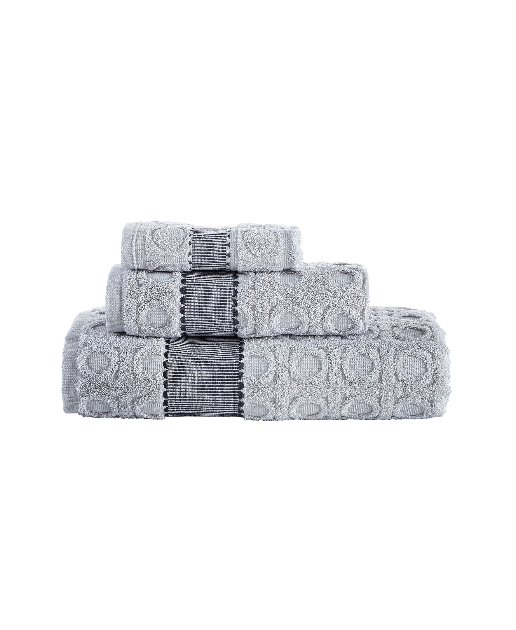  Brooks Brothers Circle in Square 3 Piece Towel Set - Anthracite - Bonton