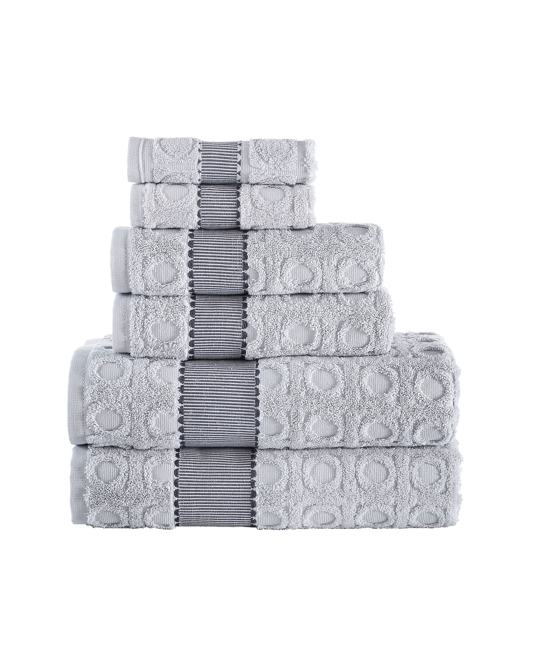  Brooks Brothers Circle in Square 6 Piece Towel Set - Anthracite - Bonton