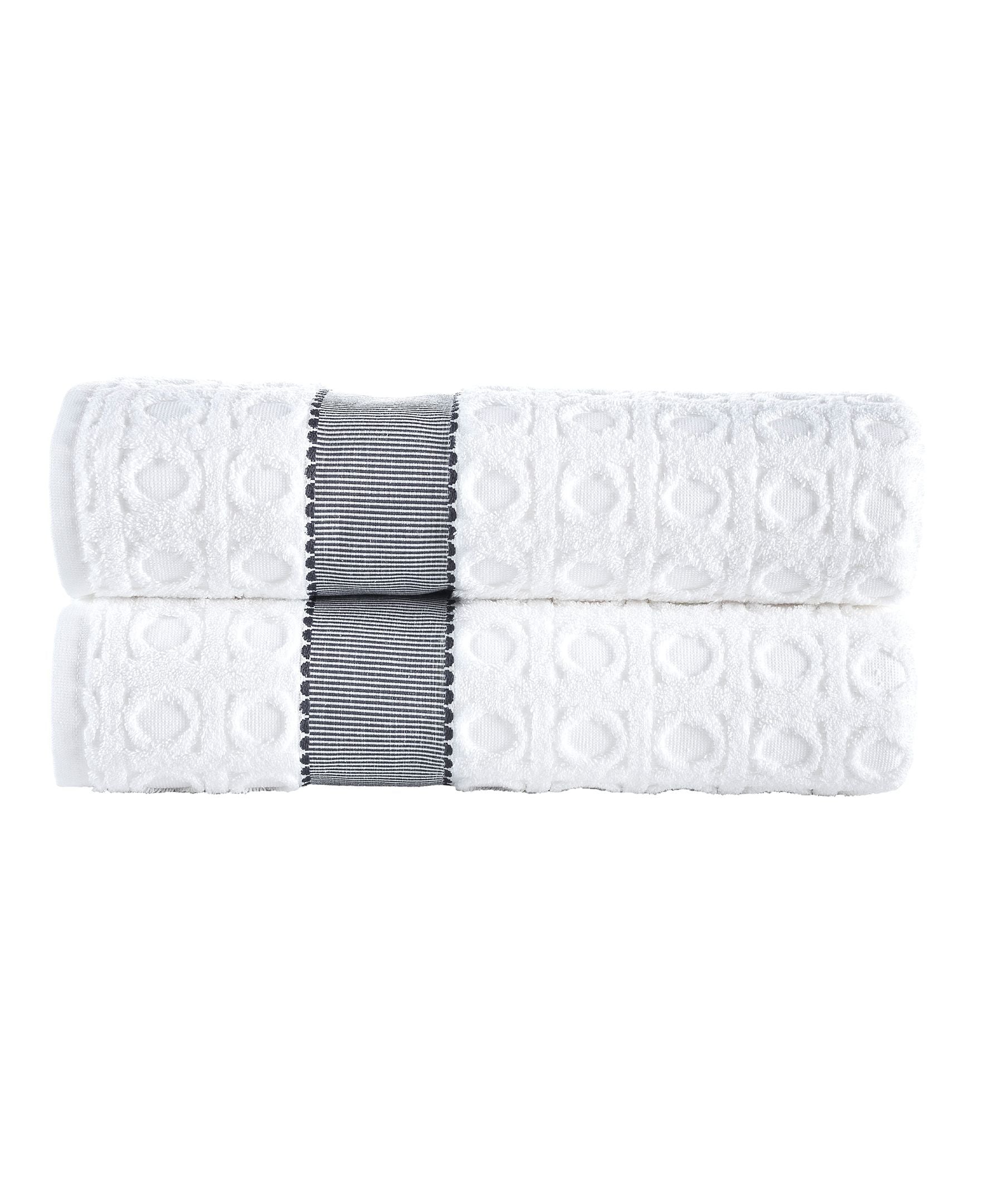  Brooks Brothers Circle in Square Bath Sheet 2 Piece Set - Anthracite - Bonton