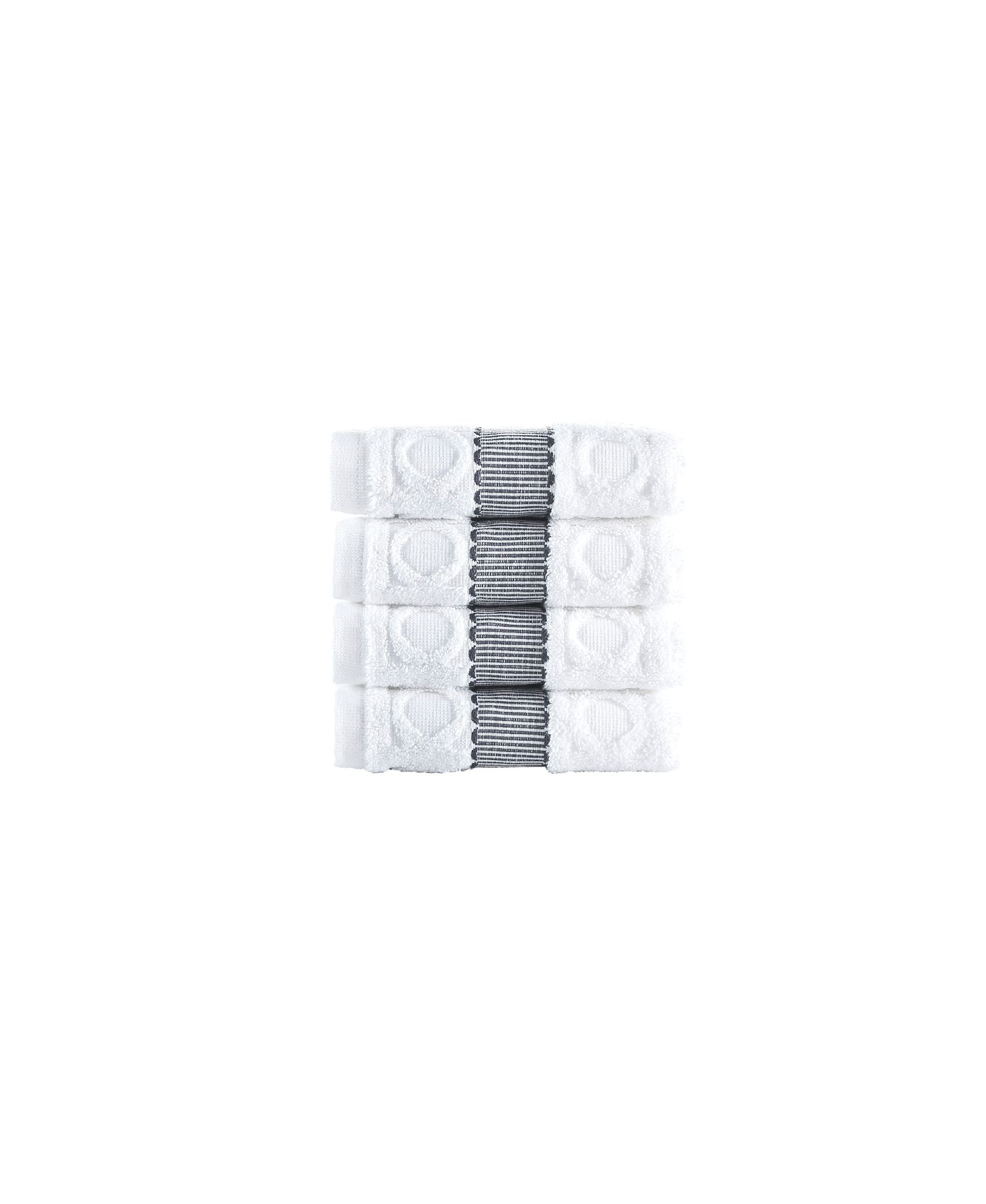  Brooks Brothers Circle in Square 4 Piece Wash Towel Set - Silver - Bonton