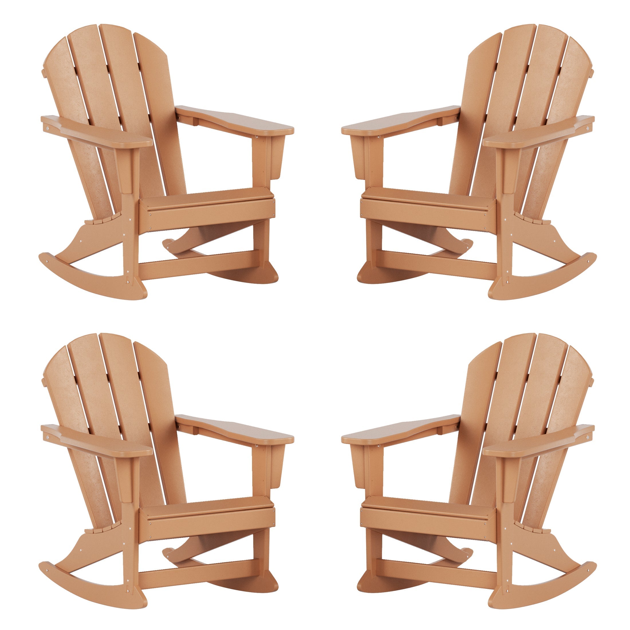  Westin Furniture Outdoor Rocking Poly Adirondack Chair, Set of 4 - Pacific Blue - Bonton