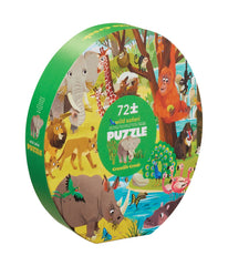 Wild Safari Round Box Puzzle: 72 Pcs Multi