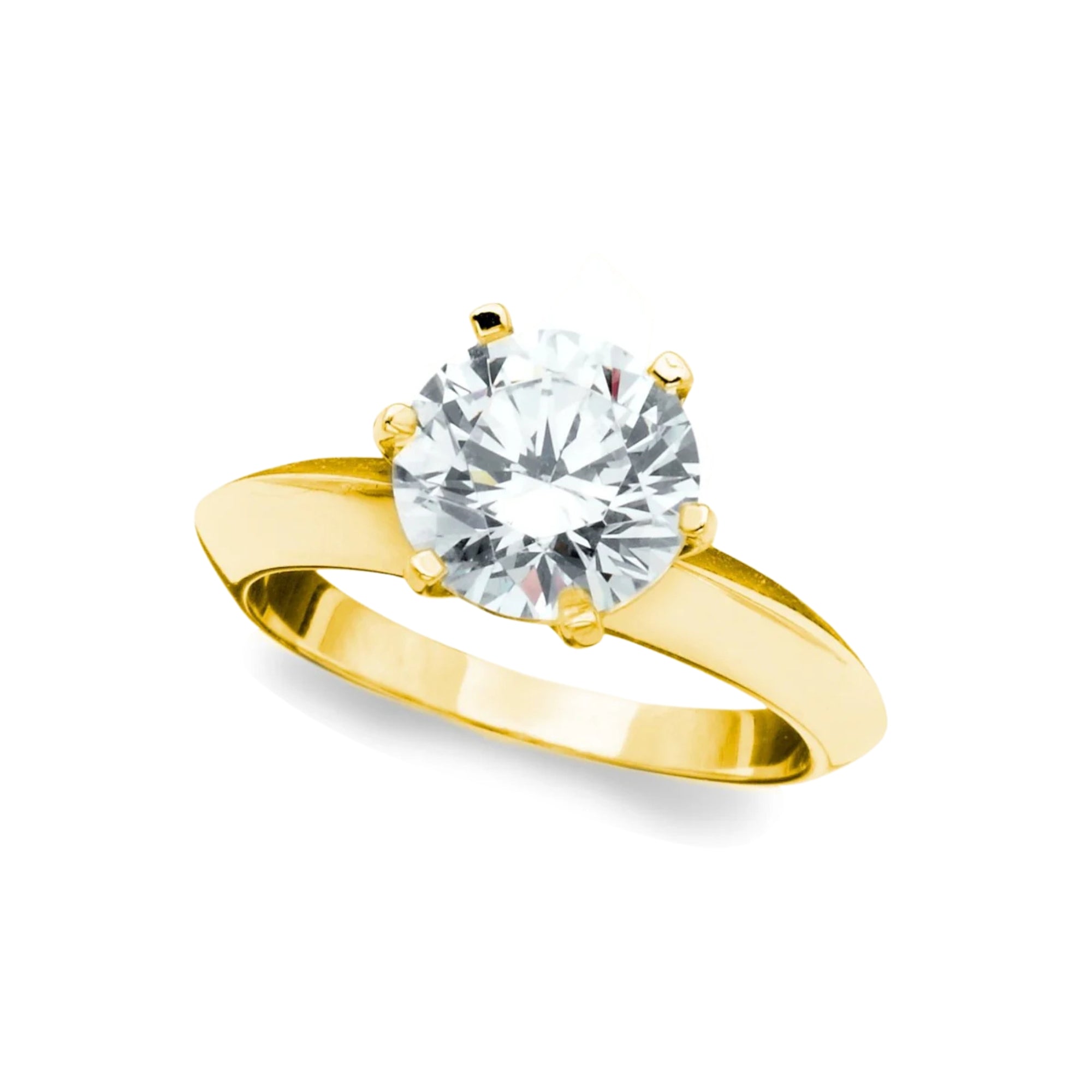  CRISLU Classic Brilliant Solitaire Ring Finished in 18kt Yellow Gold - XX - Bonton