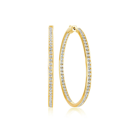 Classic Inside Out Hoop Earrings Finished in 18kt Yellow Gold - 1.3" Diameter