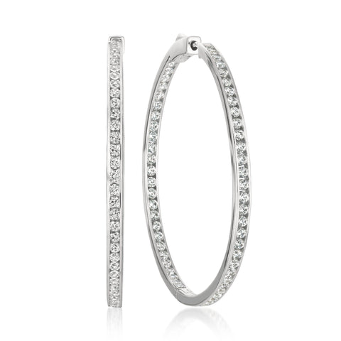 Classic Inside Out Hoop Earrings Finished in Pure Platinum - 1.5" Diameter