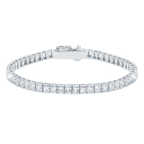 Classic Medium Princess Tennis Bracelet Finished in Pure Platinum