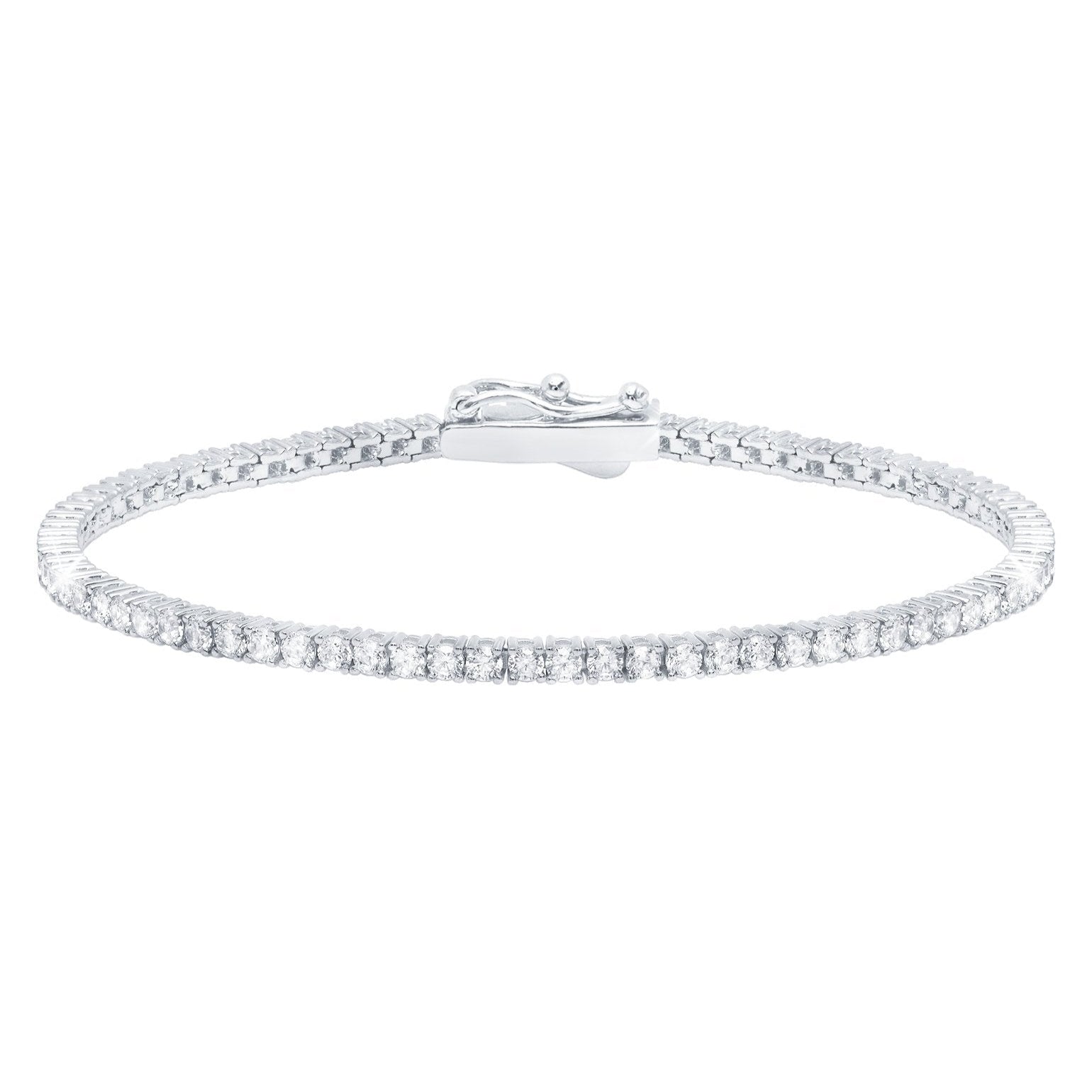  CRISLU Classic Small Brilliant Tennis Bracelet Finished in Pure Platinum - XX - Bonton