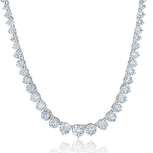 Classic Small Graduated Tennis Necklace Finished in Pure Platinum