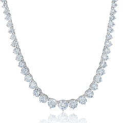 Classic Small Graduated Tennis Necklace Finished in Pure Platinum