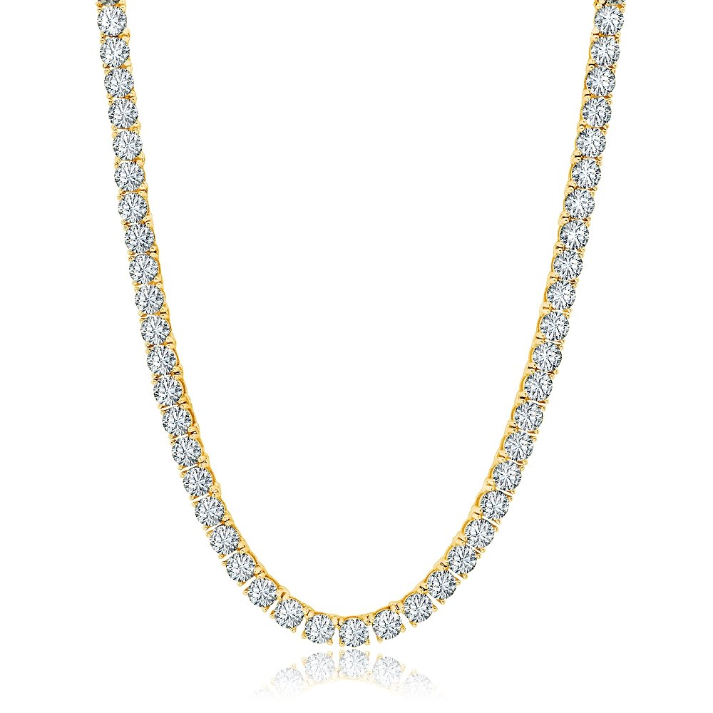  CRISLU Classic Tennis Necklace Finished in 18kt Yellow Gold - 18